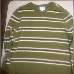 Striped Olive Green Reformation  Sweater , large